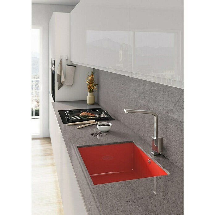 Atron Fregadero encastrable Ocean (43,6 x 54,6 cm, Acrílico, Rojo)