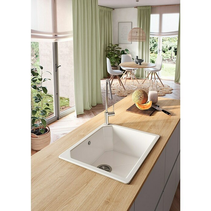 Atron Fregadero encastrable Magma (48,5 x 59,5 cm, Acrílico, Blanco)