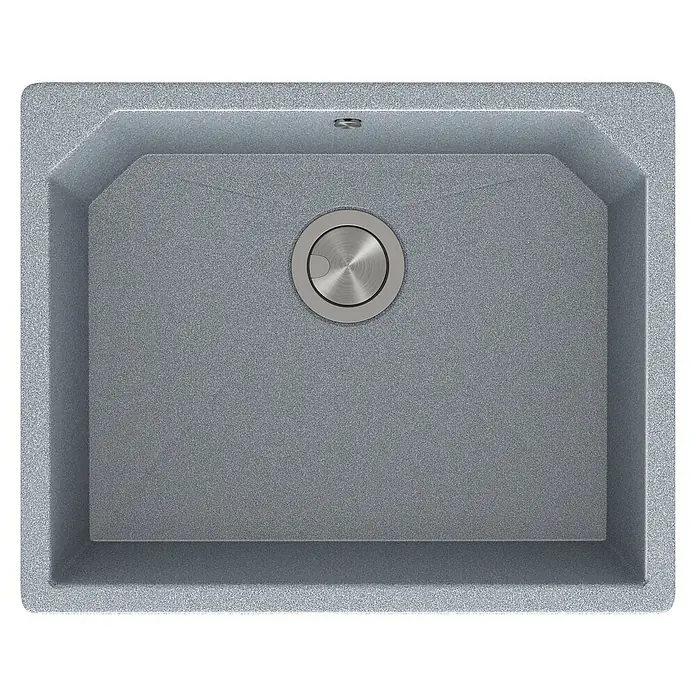 Atron Fregadero encastrable Magma - 48,5 x 59,5 cm, Material compuesto, Metal - Fregadero encastrado gris con desagüe redondo. El fregadero está hecho de material duradero y ofrece una adición elegante a cualquier cocina.