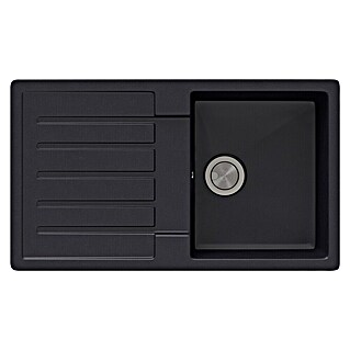 Atron Fregadero encastrable Ignis (49,6 x 85 cm, Material compuesto, Negro, Brillante)