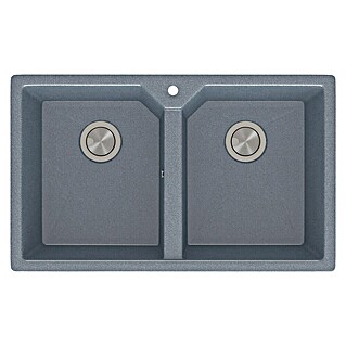 Atron Fregadero encastrable Piros (49,5 x 81,6 cm, Material compuesto, Gris, Brillante)