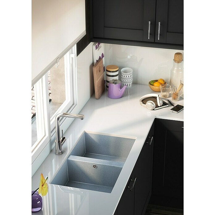 Atron Fregadero encastrable Flow (42,5 x 74,5 cm, Acrílico, Metal)