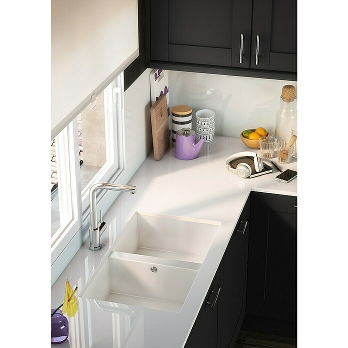 Atron Fregadero encastrable Flow (42,5 x 74,5 cm, Acrílico, Blanco)