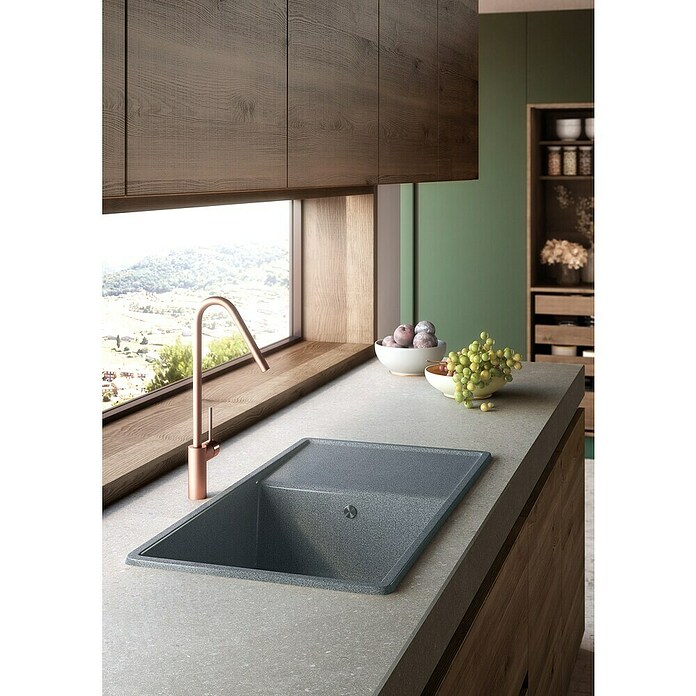 Atron Fregadero encastrable Dual (44,5 x 85 cm, Acrílico, Gris)