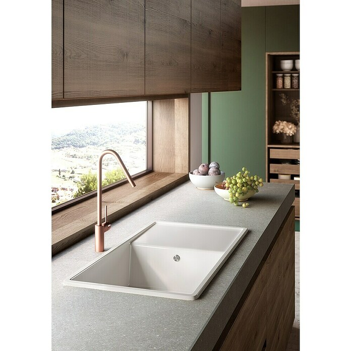 Atron Fregadero encastrable Dual (44,5 x 85 cm, Acrílico, Blanco)