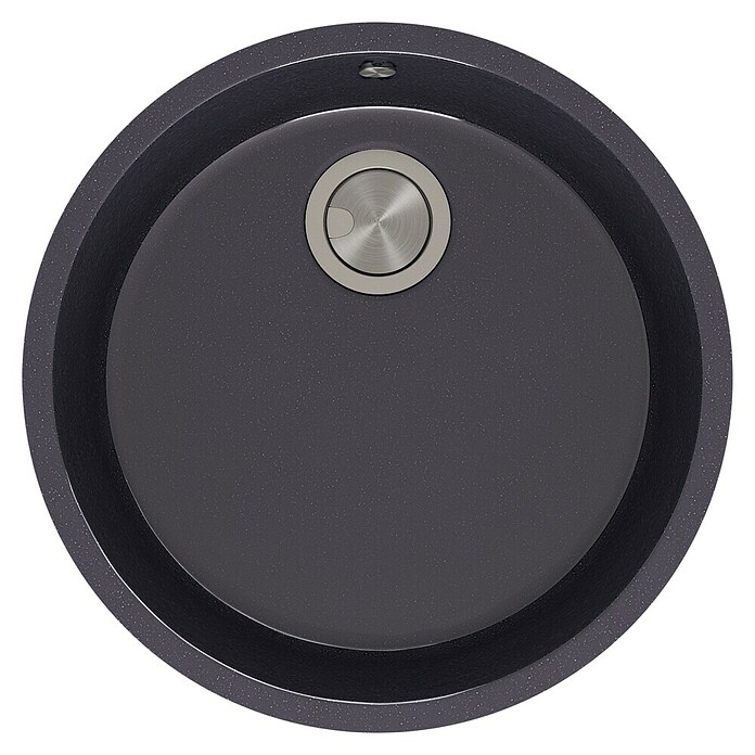 Atron Fregadero encastrable Round (L x An: 44,6 x 44,6 cm, 1 cubeta, Acrílico, Negro)