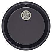 Atron Fregadero encastrable Round (L x An: 44,6 x 44,6 cm, 1 cubeta, Acrílico, Negro)