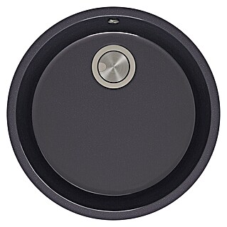 Atron Fregadero encastrable Round (44,6 x 44,6 cm, Material compuesto, Negro)