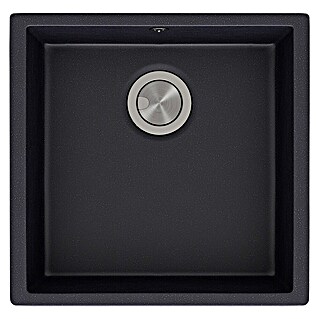 Atron Fregadero encastrable Bremen (44 x 45 cm, Material compuesto, Negro, Brillante)