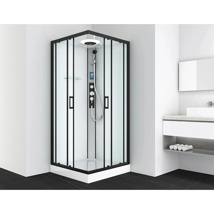 Sanotechnik Kompletni tuš Miami  (Do x Š x V: 90 x 90 x 215 cm, Bela/črna) | Kompletne tuš kabine | Tuš kabine | Tuširanje | Kopalnica in sanitarije | Izdelki | BAUHAUS