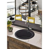 Atron Fregadero encastrable Medea (L x An: 49 x 49 cm, 1 cubeta, Acrílico, Negro)