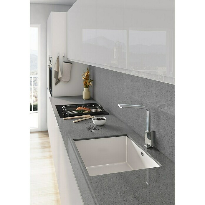 Atron Fregadero encastrable Essen mate (L x An: 43,6 x 54,6 cm, 1 cubeta, Acrílico, Blanco)