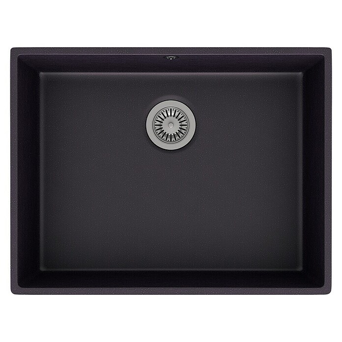 Atron Fregadero encastrable Essen mate (L x An: 43,6 x 54,6 cm, 1 cubeta, Acrílico, Negro)