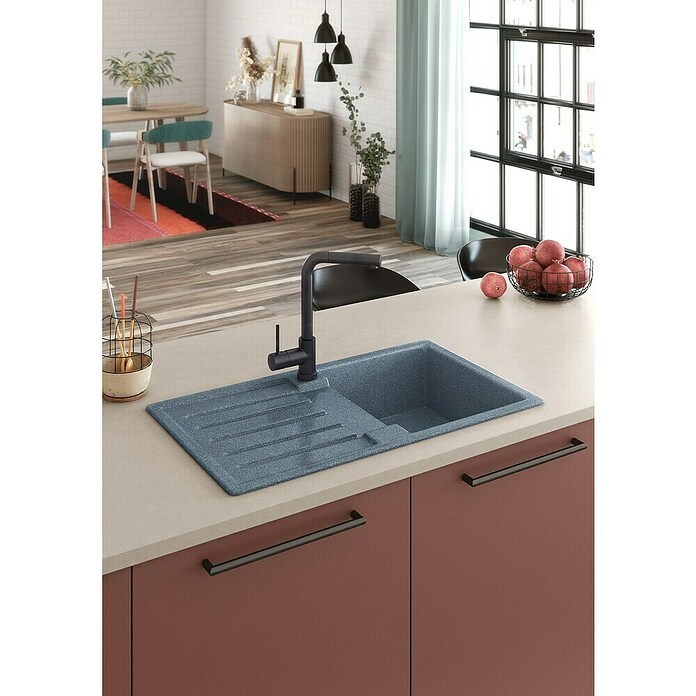Atron Fregadero encastrable Ignis (49,6 x 85 cm, Material compuesto, Gris, Brillante) | BAUHAUS
