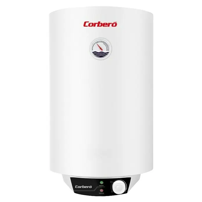 Corberó Termo eléctrico CTWB - 80 l, 1.500 W, Montaje en la pared - Calentador de agua Corberó blanco para uso doméstico. Preparación de agua caliente con indicador de temperatura y regulador.
