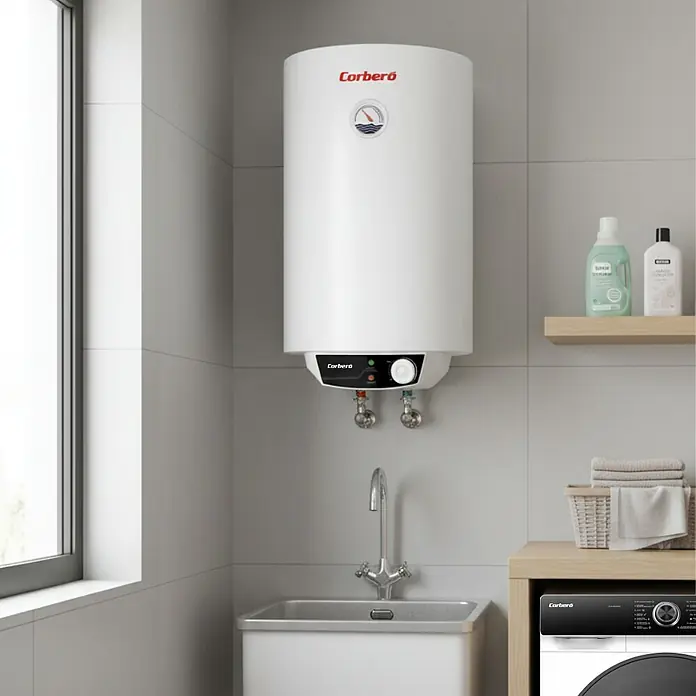 Corberó Termo eléctrico CTWB - 80 l, 1.500 W, Montaje en la pared - Vista del producto del calentador de agua Corberó. Un calentador de agua compacto y eficiente para el hogar moderno.