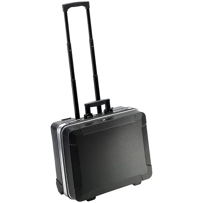 Famex Werkzeugkoffer - L x B x H: 51,5 x 44,5 x 26 cm, 98 -tlg. - Ein schwarzer Pilotenkoffer mit Teleskopgriff. Ideal für Geschäftsreisen oder den täglichen Gebrauch für den Transport von Dokumenten.