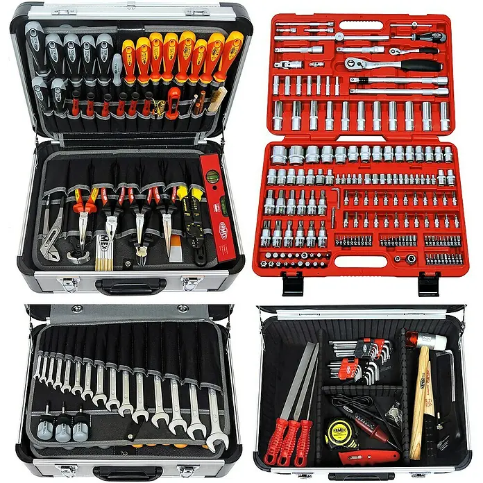 Famex Werkzeugkoffer - L x B x H: 46 x 35,5 x 18 cm, 292 -tlg. - Werkzeugkoffer-Set: Umfassendes Sortiment an Werkzeugen für Heimwerker und Profis, ordentlich in einem robusten Koffer verstaut.