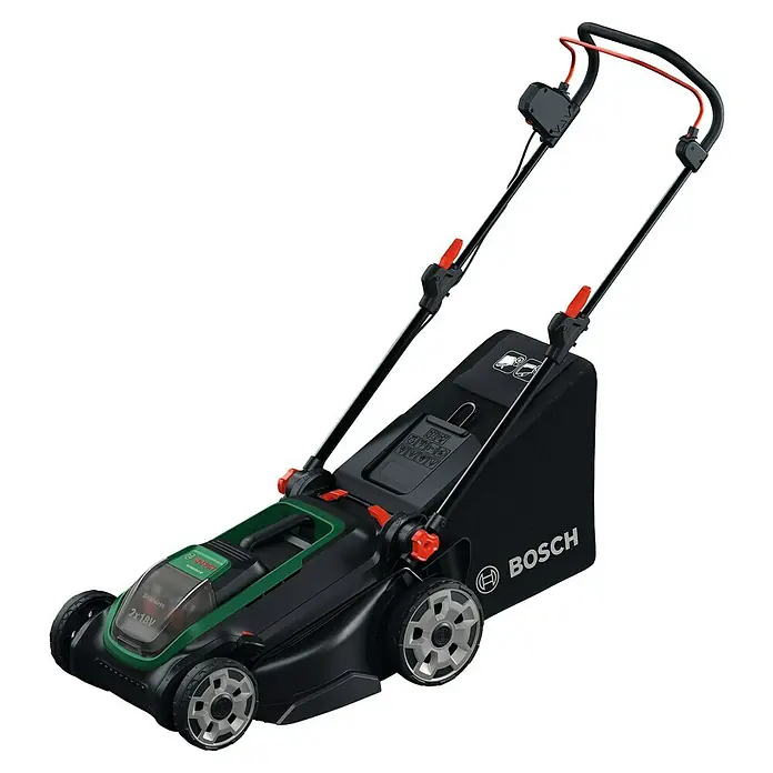 Bosch Power for All 18V Akku-Rasenmäher ROTAK18V2-43 - Ohne Akku, Schnittbreite: 43 cm - Akkurasenmäher von Bosch, ideal für Gärten. Er verfügt über eine innovative Akku-Technologie und ein leichtes Design.