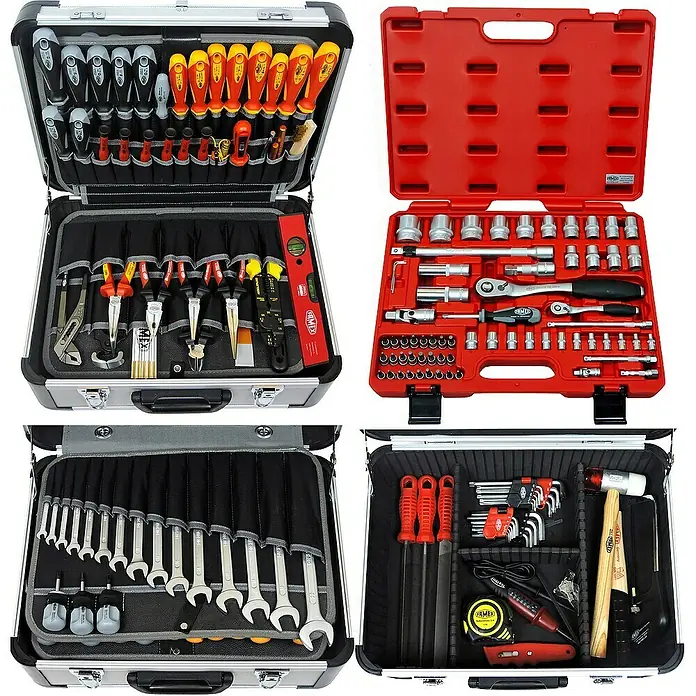 Famex Werkzeugkoffer - L x B x H: 46 x 35,5 x 18 cm, 194 -tlg. - Mehrteiliges Werkzeugkoffer-Set mit verschiedenen Werkzeugen für den professionellen Einsatz.