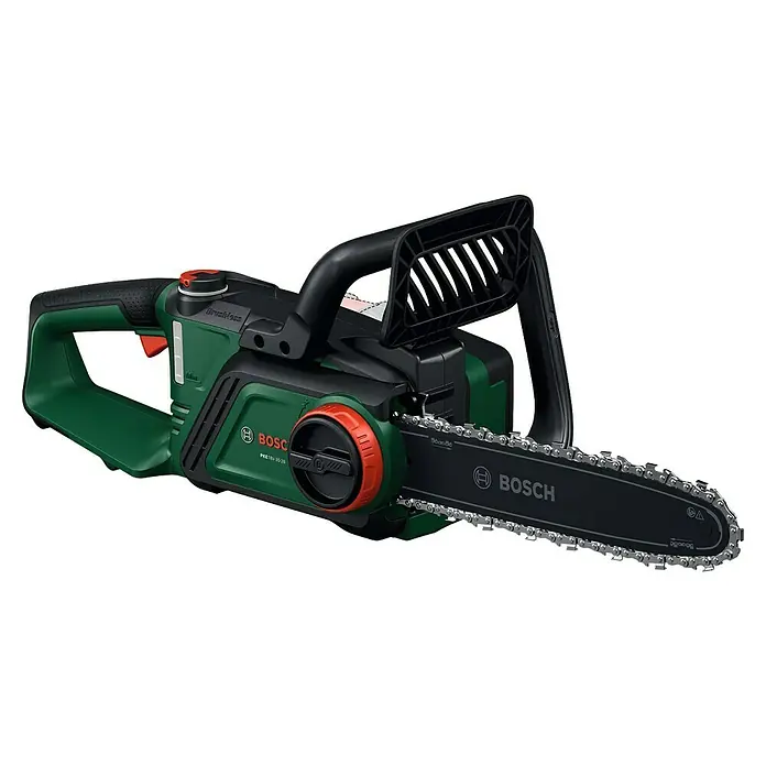 Bosch Power for All 18V Akku-Kettensäge PKE18V-30-28 - 18 V, Li-Ionen, Ohne Akku, Schwertlänge: 30 cm - Bild einer Bosch Akku-Kettensäge PKE 18V-30, ideal für Baumschnitt und Brennholzarbeiten. Kompakt, leicht und leistungsstark.