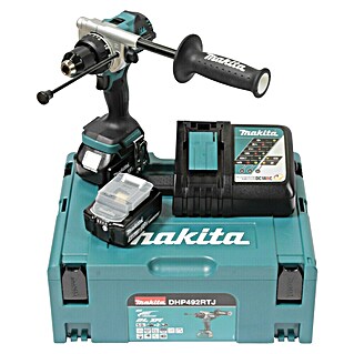 Makita LXT 18V Taladro atornillador percutor de batería DHP492RTJ (18 V, 2 baterías, 5 Ah, 130 Nm)