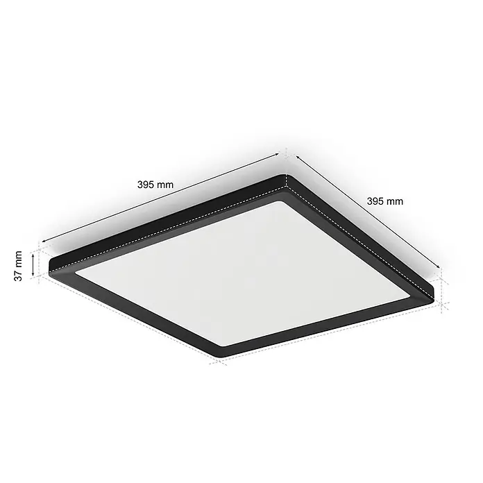 Philips Hue LED-Panel White Ambiance Tento M - 15,4 W, L x B x H: 39,5 x 39,5 x 3,7 cm, Schwarz, Mehrfarbig - Deckenleuchte in Schwarz mit LED-Beleuchtung. Diese quadratische Leuchte sorgt für modernes Flair und optimale Helligkeit in jedem Raum.