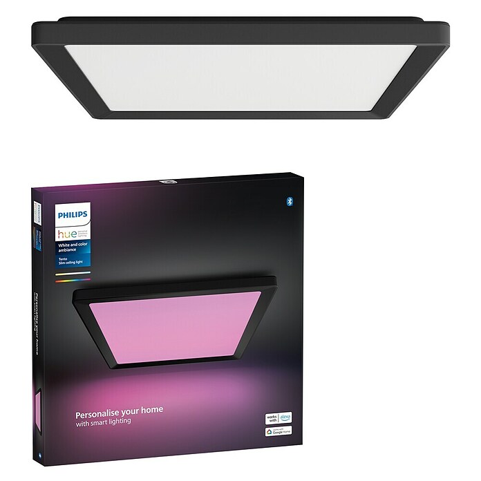 Philips Hue LED panel White & Color Ambiance Tento M  (15,4 W, Do x Š x V: 39,5 x 39,5 x 3,7 cm, Črna, RGBW) | LED paneli | Stropne svetilke | Svetila | Elektro in svetila | Izdelki | BAUHAUS