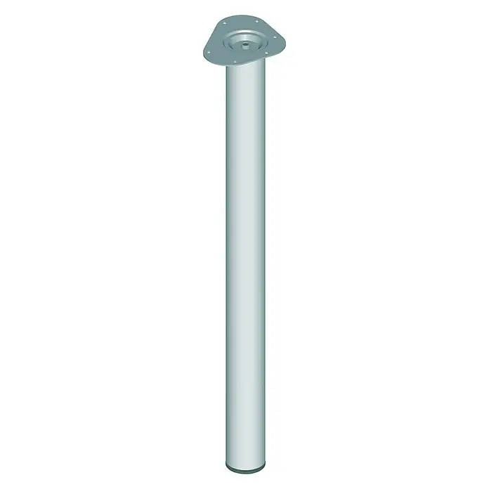 Element System Pata para muebles - Ø x Al: 6 x 80 cm, Capacidad de carga: 75 kg, Acero, Acero inoxidable - Pata de mesa plateada con placa de montaje triangular, ideal para la construcción de muebles y diseño de interiores.