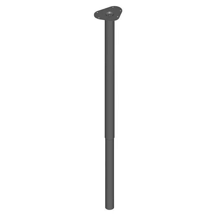 Element System Pata telescópica para muebles Expand - Diámetro: 5 cm, Ajuste de altura: 80 cm - 120 cm, Capacidad de carga: 75 kg, Acero, Negro - Aquí hay una representación de un poste ajustable, con una placa redonda en un extremo para un montaje seguro. Ideal para aplicaciones versátiles.