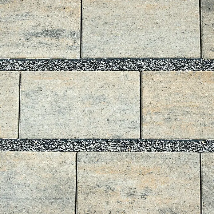 Diephaus Pflasterstein Lowell Rasenfugen - 30 x 20 x 6 cm, Muschelkalk, Beton - Graue Pflastersteine mit schmalen Kiesstreifen dazwischen erzeugen eine moderne und ansprechende Oberfläche.