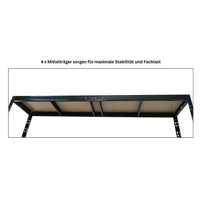 Proregal Schwerlastregal Garagenregal HERCULES - H x B x T: 180 x 240 x 50 cm, Traglast pro Boden: 300 kg, Anzahl Böden: 2 Stk., Stecken, Schwarz - Das Regal mit 4 Mittelträgern sorgt für Stabilität und hohe Fachlast. Stabiles Regal mit robusten Materialien und belastbarer Ablagefläche.