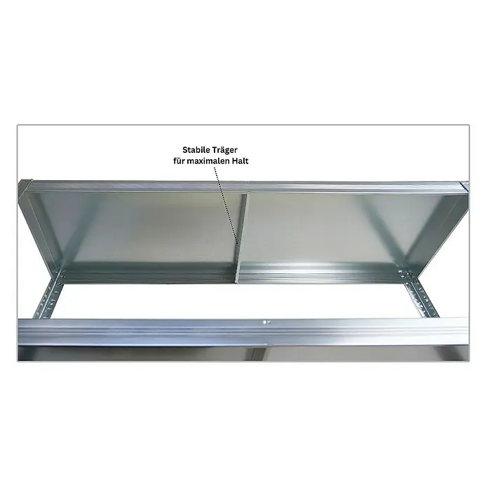 Proregal Metallregal Steel Eagle - Traglast pro Boden: 130 kg, Anzahl Böden: 5 Stk., Stecken, Verzinkt - Abbildung eines Metallregals mit stabilen Trägern für maximalen Halt.