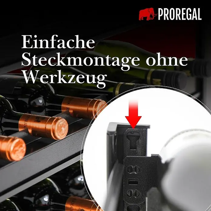 Proregal Getränkekistenregal Weinregal TOSKANA 30 Flaschen - H x B x T: 75 x 60 x 30 cm, Anzahl Böden: 5 Stk., Stecken, Schwarz - Das Proregal Weinregal ermöglicht einfache Steckmontage ohne Werkzeug. Praktisch und unkompliziert im Aufbau für Ihre Weinsammlung.