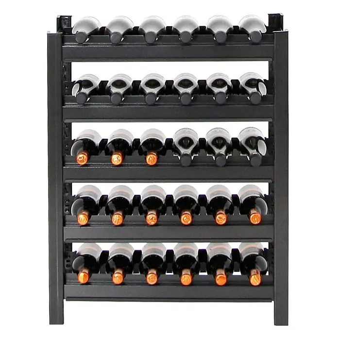 Proregal Getränkekistenregal Weinregal TOSKANA 30 Flaschen - H x B x T: 75 x 60 x 30 cm, Anzahl Böden: 5 Stk., Stecken, Schwarz - Weinregal aus Metall mit mehreren Flaschen Wein und leeren Flaschen zur Aufbewahrung und Präsentation.