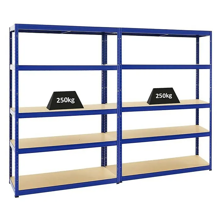Proregal Schwerlastregal Mega Deal Big Elephant S - H x B x T: 180 x 120 x 45 cm, Traglast pro Boden: 250 kg, Anzahl Böden: 5 Stk., Stecken, Blau - Schwerlastregal mit 250 kg Belastung, ideal für Lagerung und Organisation.