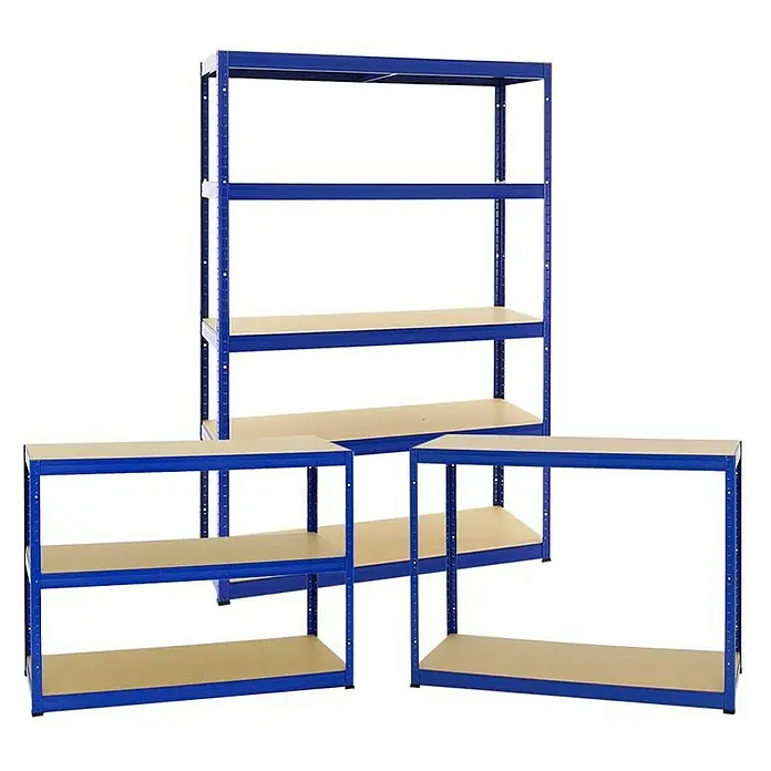 Proregal Schwerlastregal Mega Deal Big Elephant S - H x B x T: 180 x 120 x 45 cm, Traglast pro Boden: 250 kg, Anzahl Böden: 5 Stk., Stecken, Blau - Regalsystem in Blau mit Holzregalböden. Praktisch und robust für Lagerung und Organisation.