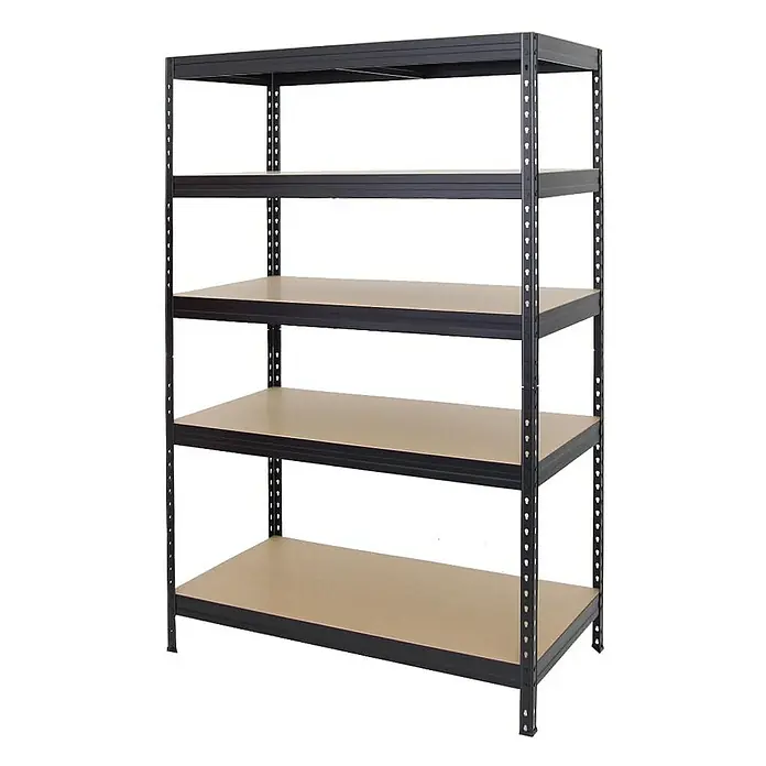 Proregal Schwerlastregal Rivet - H x B x T: 180 x 120 x 60 cm, Traglast pro Boden: 250 kg, Anzahl Böden: 5 Stk., Stecken, Schwarz - Ein stabiles Regal mit fünf Ebenen. Die Regale sind aus robustem Metall gefertigt und bieten viel Stauraum für diverse Gegenstände.