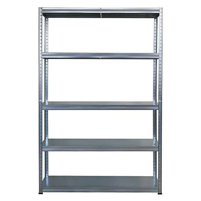Proregal Metallregal Mega Deal Steel Eagle - Traglast pro Boden: 130 kg, Anzahl Böden: 5 Stk., Stecken, Verzinkt - Silbernes Metallregal mit fünf Regalböden, ideal für Lagerung und Organisation.