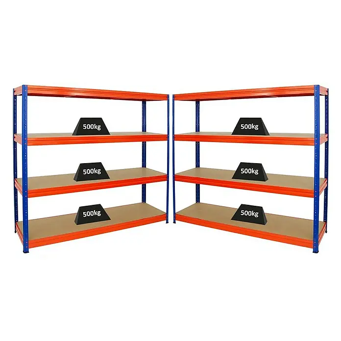 Proregal Schwerlastregal Mega Deal DINO - Traglast pro Boden: 500 kg, Anzahl Böden: 4 Stk., Stecken, Orange - Regale mit 500kg Gewichten auf jeder Ebene. Das Schwerlastregal bietet viel Stauraum für schwere Gegenstände.