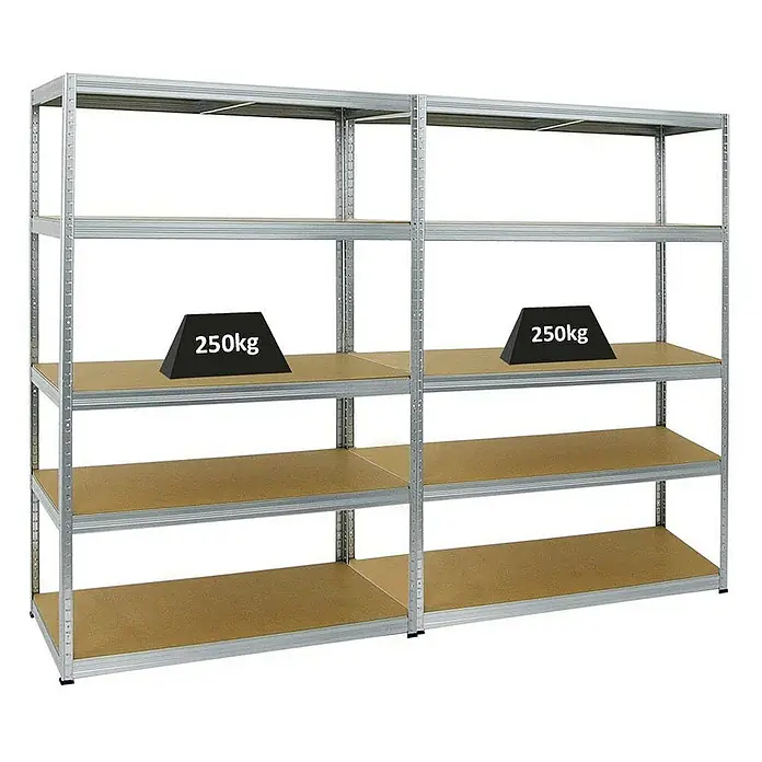 Proregal Schwerlastregal Mega Deal Big Elephant M - H x B x T: 180 x 120 x 60 cm, Traglast pro Boden: 250 kg, Anzahl Böden: 5 Stk., Stecken, Verzinkt - Schwerlastregal mit robusten Böden, Tragkraft 250kg pro Ebene. Ideal für Lager und Werkstatt.