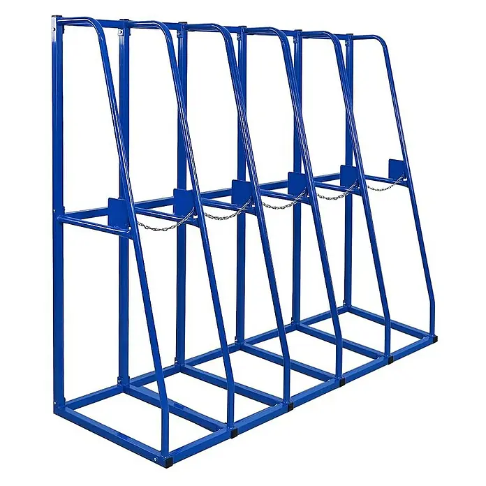 Proregal Kragarmregal Vertikalregal RHINO - H x B x T: 150 x 168 x 60 cm, Schrauben, Blau - Blaue Gasflaschenhalterung zur sicheren Aufbewahrung von Gasflaschen in Werkstätten oder Lagerräumen.