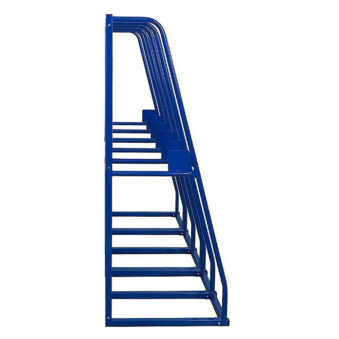 Proregal Kragarmregal Vertikalregal RHINO - H x B x T: 150 x 168 x 60 cm, Schrauben, Blau - Blaues Leiterregal für die Lagerung von Sportgeräten, ideal für Schulen und Vereine. Robuste Konstruktion für eine sichere Aufbewahrung.
