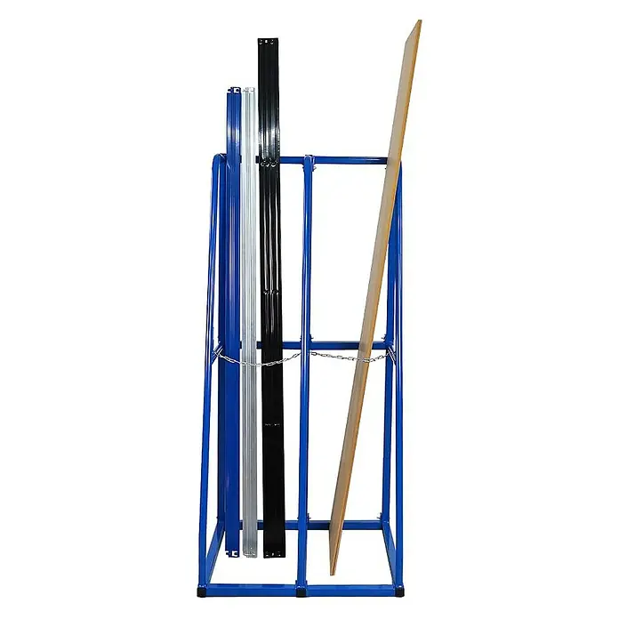 Proregal Kragarmregal Vertikalregal RHINO - H x B x T: 150 x 69 x 60 cm, Schrauben, Blau - Eine blaue Glaslagerungs- und Transportgestell zur sicheren Aufbewahrung und zum Transport von Glasscheiben oder Plattenmaterial.