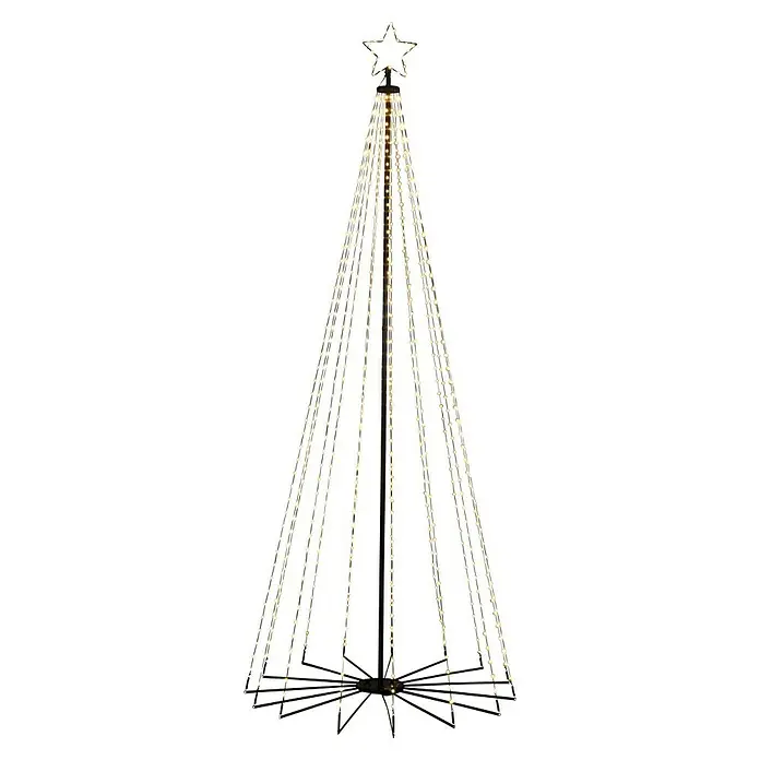 Konstsmide LED-Weihnachtsleuchte Tannenbaum - Höhe: 240 cm, Anzahl Leuchtmittel: 665 Stk. - Dieses Bild zeigt einen künstlichen Weihnachtsbaum mit Sternspitze und vielen warmweißen Lichtern, ideal für festliche Dekorationen.