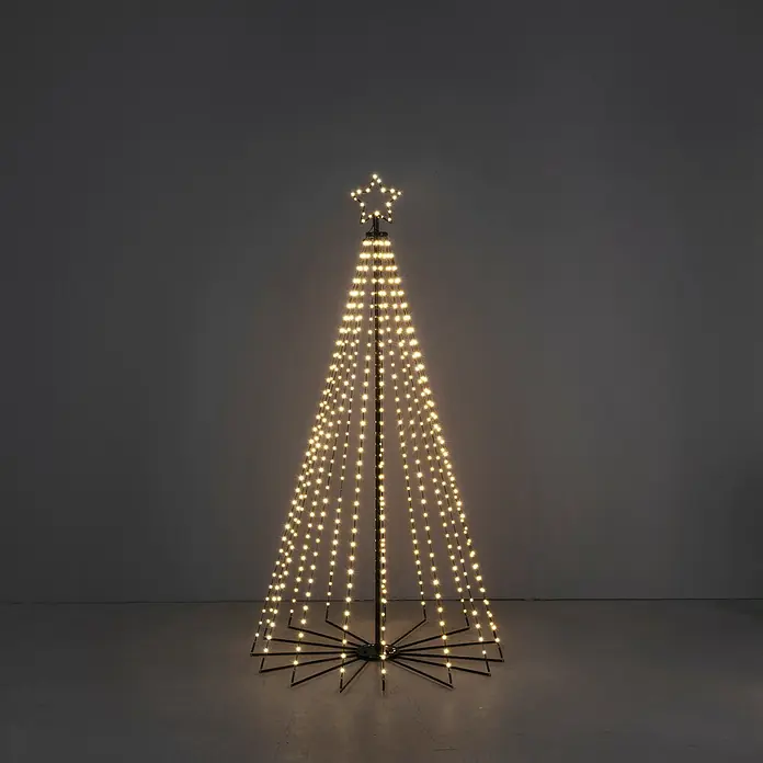 Konstsmide LED-Weihnachtsleuchte Tannenbaum - Höhe: 180 cm, Anzahl Leuchtmittel: 515 Stk. - Ein dekorativer, beleuchteter Weihnachtsbaum aus Metall mit einem Stern an der Spitze, perfekt für festliche Beleuchtung im Innenbereich.