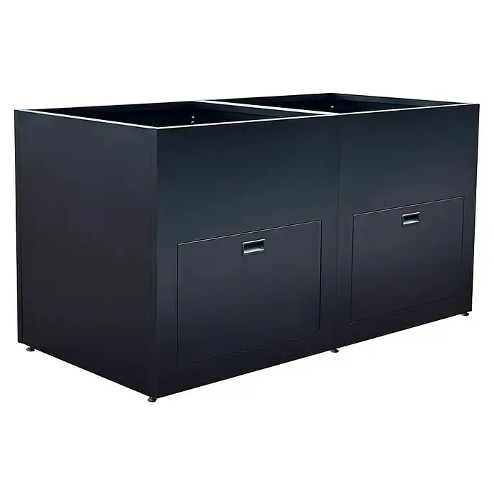 Hochbeet mit Staufächern - 150 x 76 x 78 cm, Stahl, Anthrazit - Schwarzer Küchenschrank mit zwei Fächern. Der minimalistische Küchenschrank mit elegantem Design bietet Stauraum und Stil für die Küche.