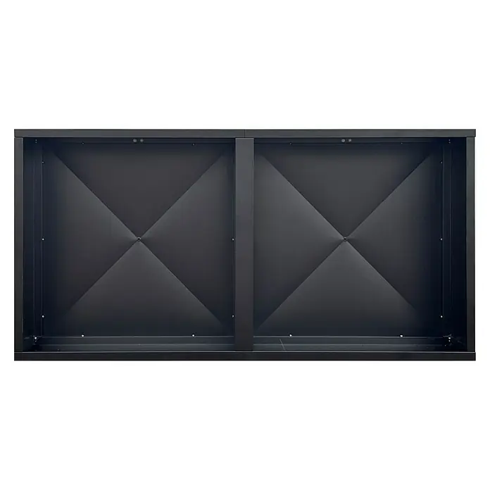 Hochbeet mit Staufächern - 150 x 76 x 78 cm, Stahl, Anthrazit - Schwarze Schrankstruktur mit rautenförmigen Akzenten, die ein elegantes Design bietet und die solide Konstruktion hervorhebt.