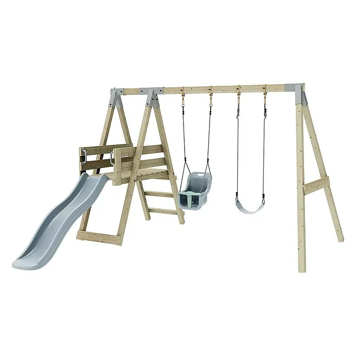 OutdoorToys Schaukel Schaukel Pfau - B x L: 291 x 331 cm, Holz - Ein einladender Kinderspielplatz mit Rutsche und Schaukeln. Das robuste Holzgestell verspricht langanhaltenden Spielspaß im Garten.