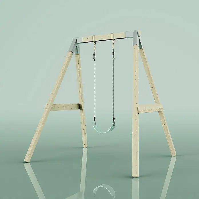 OutdoorToys Schaukel Schaukel Giraffe - B x L: 163 x 179 cm, Holz - Einladende Schaukel mit hellem Holzrahmen und robusten Metallverbindungen für sicheren Spielspaß im Freien.